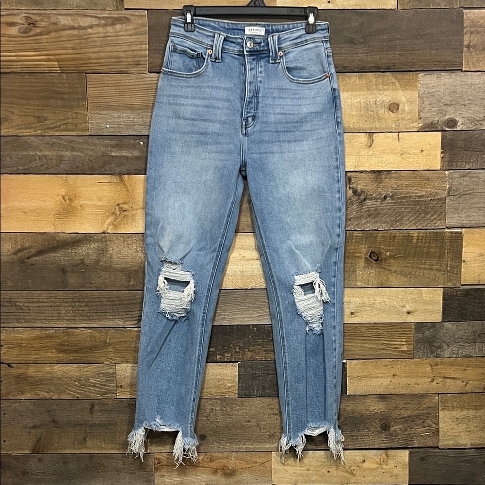 Artemis Vintage Stretchy Distressed Cropped Blue Women's Jeans
